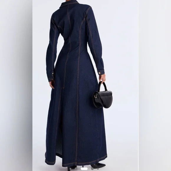 Stylish Dark Blue Denim Maxi Dress - Picture 2 of 4